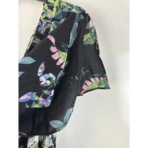 NWT City Chic Kalani Jumpsuit Tie Belt Black Blue Floral Pockets Plus Size M 18 - Picture 5 of 12